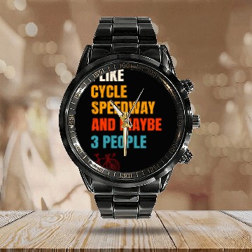 Discover Cycle Speedway Biker Cyclist Racer Retro vintages Intorverted Calendar Steel Band Watch