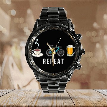 Discover Beer Fun Biking Coffee Go Cycling Beer Repeat Funny Biker Cyclists Baseball Tees Calendar Steel Band Watch