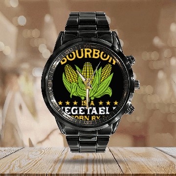 Discover Wines Fun Bourbon Is A Vegetable 51 Corn Funny Whiskey Drinking Calendar Steel Band Watch