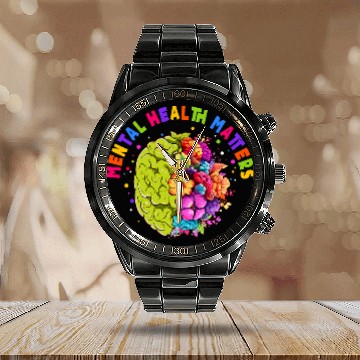 Discover Mental Health Matters Therapist Brain End The Stigma Matters Calendar Steel Band Watch