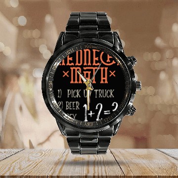 Discover Beer Fun Redneck Math Hell Yeah gimme me another beer Calendar Steel Band Watch