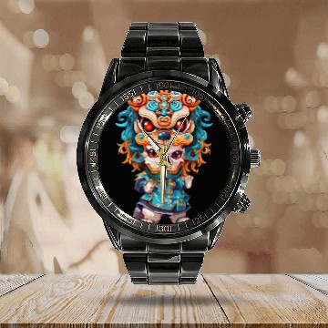 Discover Lion Pet Lunar New Year Lion Dance Cat Calendar Steel Band Watch