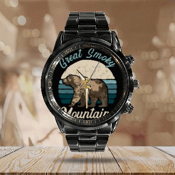Discover Bear Pet Great Smoky Mountains National Park Bear Retro Baseball Tees Calendar Steel Band Watch