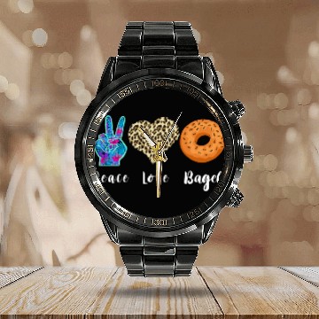 Discover Bagel Love Peace Bagels Baker Dough Baking Bagel Lover Calendar Steel Band Watch