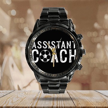 Discover Assistant Soccer Coach Calendar Steel Band Watch