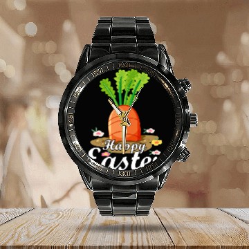 Discover Happy Easter Day Carrot Bunny Design thanksgiving Baseball Tees Calendar Steel Band Watch