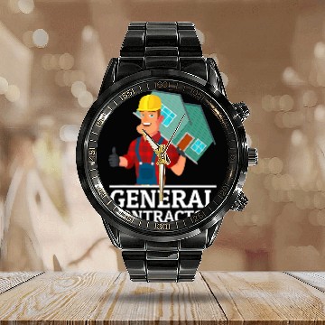 Discover Construction General Contractor Calendar Steel Band Watch