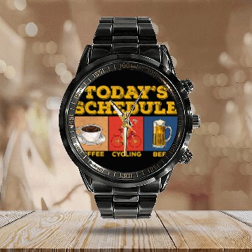 Discover Beer Fun todays schedule coffee cycling beer cycle Calendar Steel Band Watch