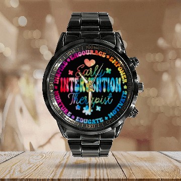 Discover Intervention Teacher Team Early Intervention Therapist 1 Zip Calendar Steel Band Watch