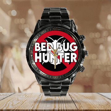 Discover Cool Bed Bug Hunter Design Exterminator Parasite Calendar Steel Band Watch