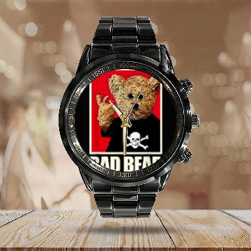 Discover Bear Pet Punk Rock Teddy Bad Bear Calendar Steel Band Watch