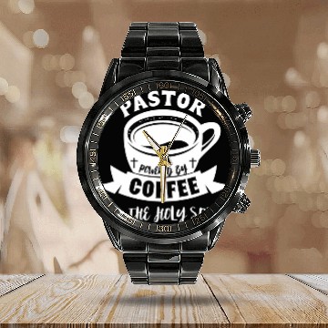 Discover Coffee Fun Pastor Powered Coffee And The Holy Spirit Baseball Tees Calendar Steel Band Watch