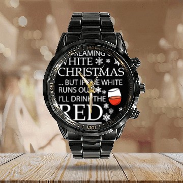 Discover Wines Fun White Christmas 55 glass Baseball Tees Calendar Steel Band Watch