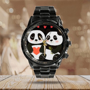 Discover Panda Pet Summer Wedding Anniversary Engagement Valentines Zip Calendar Steel Band Watch