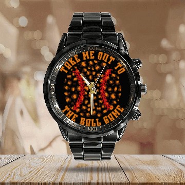 Discover Take Me Out To The Ball Game Baseball Player Baseball Fan Calendar Steel Band Watch