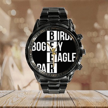 Discover Beer Fun Birdie Bogey Eagle Par Beer Golf Zip Calendar Steel Band Watch