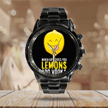 Discover Wines Fun Funny Vodka Lemon When Life Gives You Lemons Add Vodka Baseball Tees Calendar Steel Band Watch