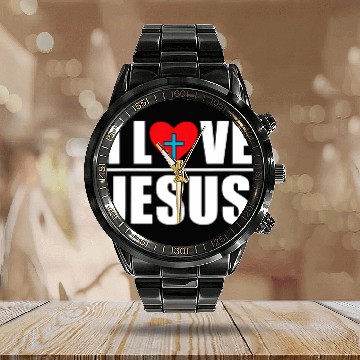 Discover Christian Prayer Jesus Christ Devotee I Love Jesus Calendar Steel Band Watch