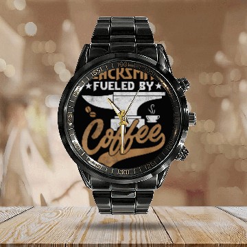 Discover Coffee Fun Blacksmith Fueled By Coffee Ironworker Forger Farrier Baseball Tees Calendar Steel Band Watch