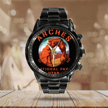 Discover Cool Arches National Park Utah Desert Arch Abstract Calendar Steel Band Watch