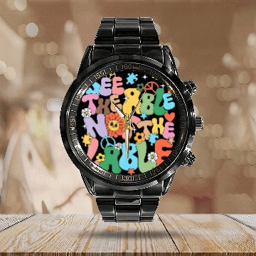 Discover See The Able Not The Label Autism Awareness Sped Teacher Asd Baseball Tees Calendar Steel Band Watch