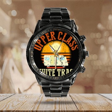 Discover Beer Fun Upper class white trash Beer and trash Calendar Steel Band Watch