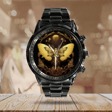 Discover Dark Academia Halloween Death Head Hawk Moth Natural 1 Calendar Steel Band Watch