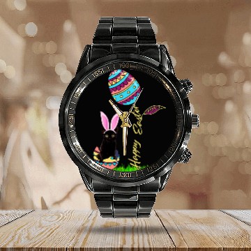 Discover Easters for Women black cats Bunny Easter Egg Girls Men Calendar Steel Band Watch