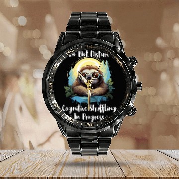 Discover Sloth Pet Sleepy Sloth Do Not Disturb Cognitive Shuffling in Progress Calendar Steel Band Watch