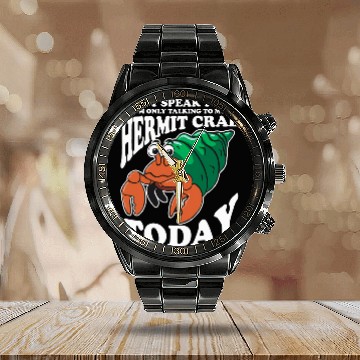 Discover Hermit Crab Lover Crustacean Introvert Humor Baseball Tees Calendar Steel Band Watch