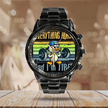 Discover Duck Pet Gym Everything Hurts And I M Tired Workout Calendar Steel Band Watch