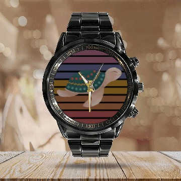 Discover Turtle Pet Boho Swimming Save a Turtle Summer Retro Sea Life Calendar Steel Band Watch