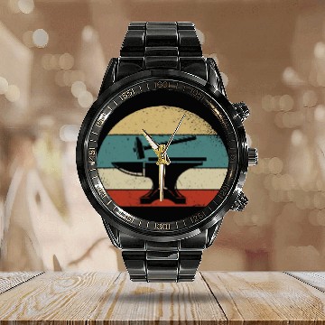 Discover Blacksmith Job Blacksmithing Funny Retro Blacksmith Anvil Ironworker Calendar Steel Band Watch