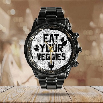 Discover Eat Your Veggies Vegetables Garden Vegetarian Plants Calendar Steel Band Watch