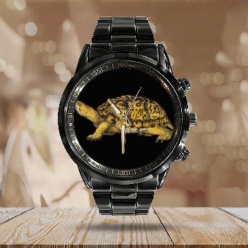 Discover Turtle Pet Eastern Box Turtle Calendar Steel Band Watch