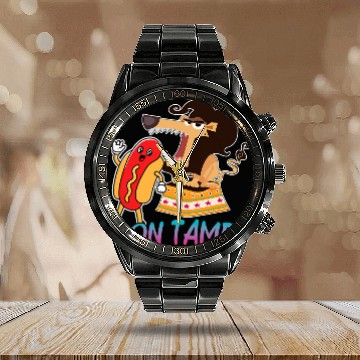 Discover Lion Pet Tamer Funny Hotdog Circus Design Calendar Steel Band Watch
