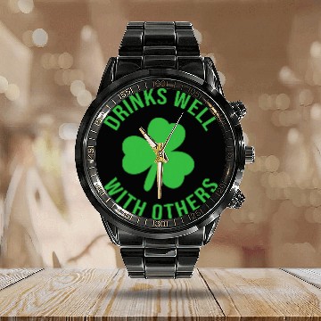 Discover Beer Fun Drinks Well With Others Funny St Patricks Day Beer Drinking 7 Calendar Steel Band Watch