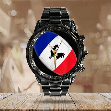 Discover France Rugby XV Jersey Zip Calendar Steel Band Watch