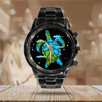 Discover Turtle Pet Earth Day Save Earth Sea Turtle Save the Planet Calendar Steel Band Watch