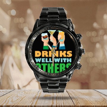 Discover Beer Fun Drinks Well With Others Alcohol Beer Party Joke Gift 6 Calendar Steel Band Watch
