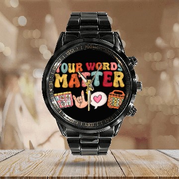 Discover Speech Language Pathologist Therapy Your Words Matter Mental Calendar Steel Band Watch