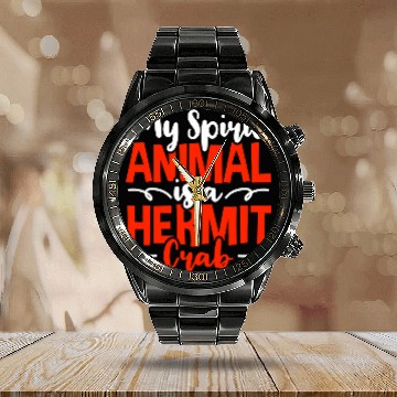 Discover Hermit Crab Crabbing Zip Calendar Steel Band Watch