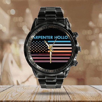 Discover vintages Sunset American Flag Carpenter Hollow Pennsylvania Calendar Steel Band Watch