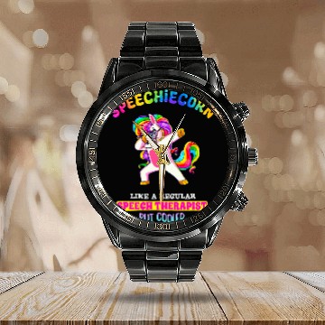 Discover Speech Language Pathologist Funny Speech Unicorns Therapy Calendar Steel Band Watch