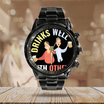 Discover Beer Fun Drinks Well With Others Alcohol Beer Party Joke Calendar Steel Band Watch