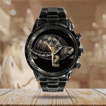 Discover Turtle Pet Box Turtle Graphic Art Design For Women And Men Calendar Steel Band Watch