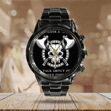 Discover Funny Norse Asatru Heathen Odin Calendar Steel Band Watch