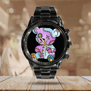 Discover Bear Pet Patchwork Creepy Teddy Bear Voodoo Cute Goth Calendar Steel Band Watch