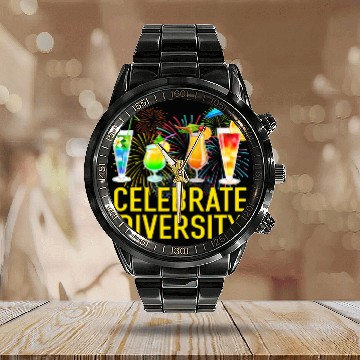 Discover Wines Fun Celebrate Diversity Cocktail Margarita Drinking Calendar Steel Band Watch