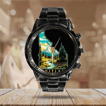 Discover Fruitland Idaho State Outdoor Nature Graphic Zip Calendar Steel Band Watch